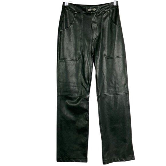 Blank NYC The Baxter Black Vegan Leather Straight Leg Pants, 26 - Picture 2 of 10